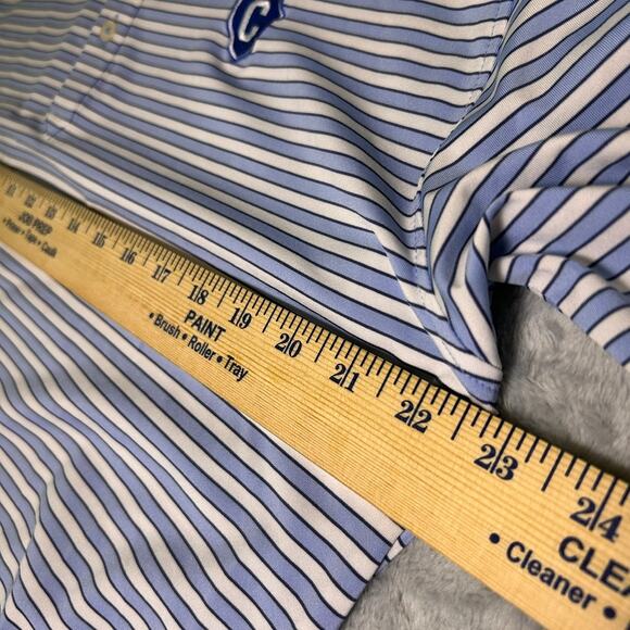 Turtleson Golf Polo Mens Large Blue White Striped Performance Country Club Prep - Picture 6 of 7